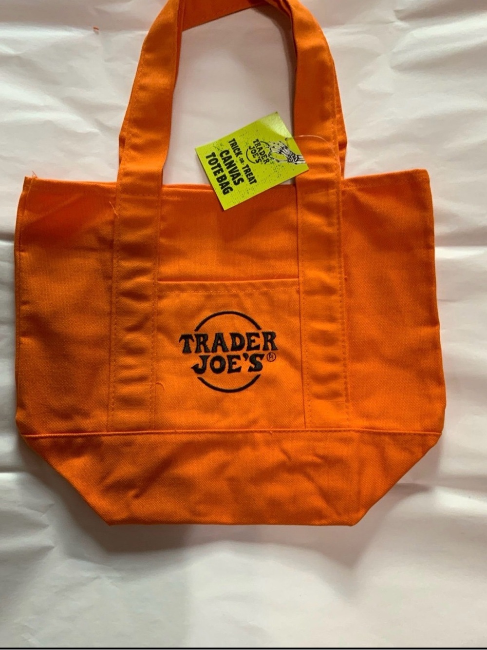 Trader Joe’s Orange Mini Canvas Tote Bag- Halloween Treat Bag